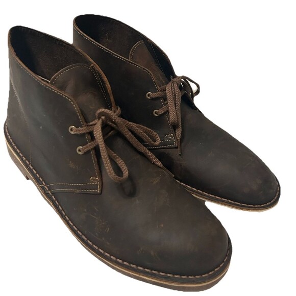 CLARKS Bushacre 2 Beeswax Mens 10.5M Ankle Boots Brown Leather Desert Chukka - Picture 4 of 10
